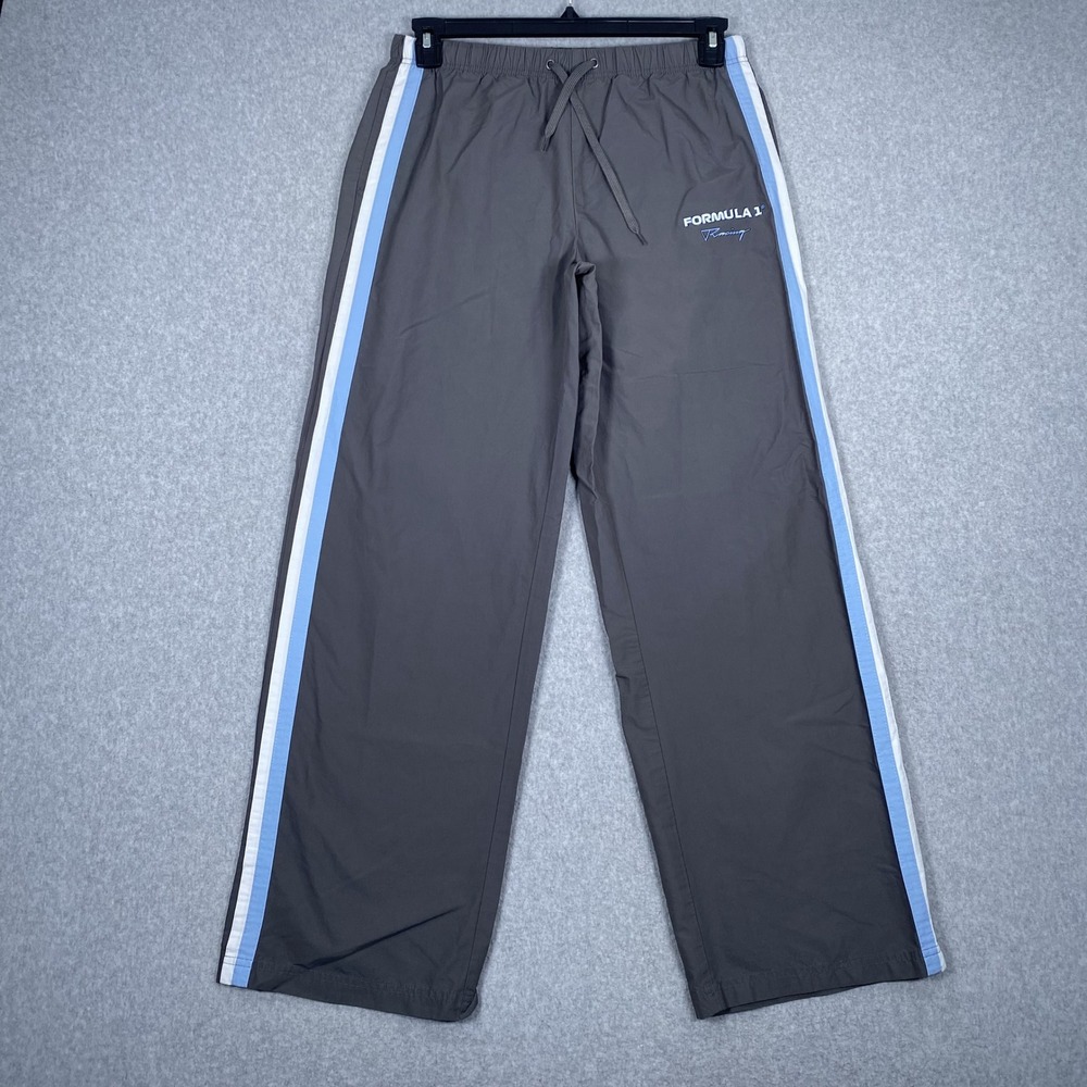 PacSun Formula 1 Racing Pants Mens Small Grey Side Stripe Track Pants